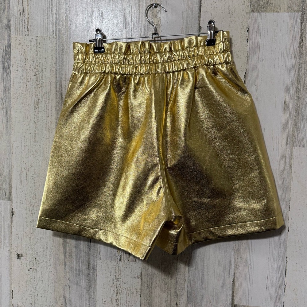 Gold Rhinestones Bedazzled High Waist Women's Shorts - Picture 4 of 10